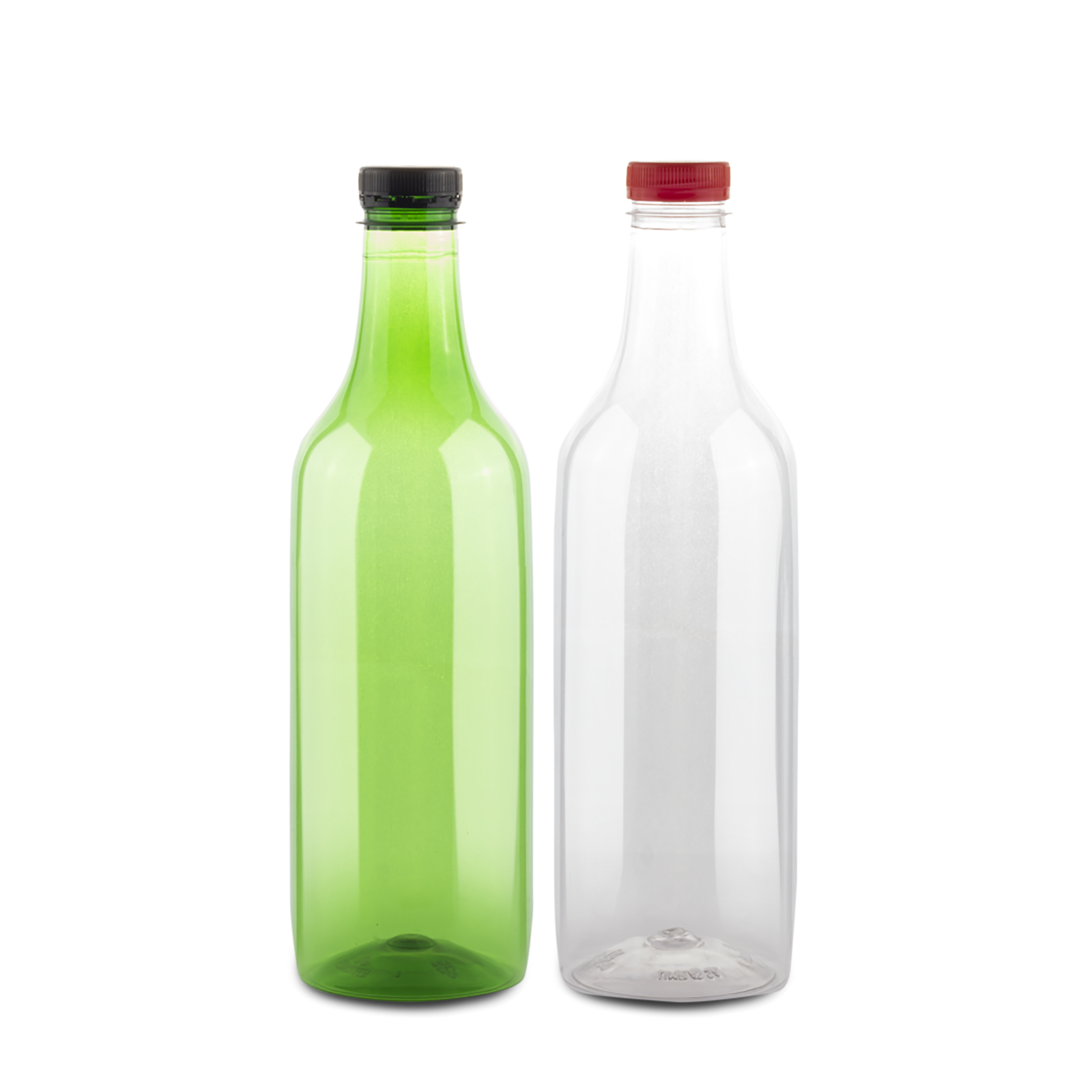 de MT productos  transparentes Botellas vacías de Plástico PET  Set de 12 botellas de 473 ml y 12 tapas botellas de zumo con tapón sellado 